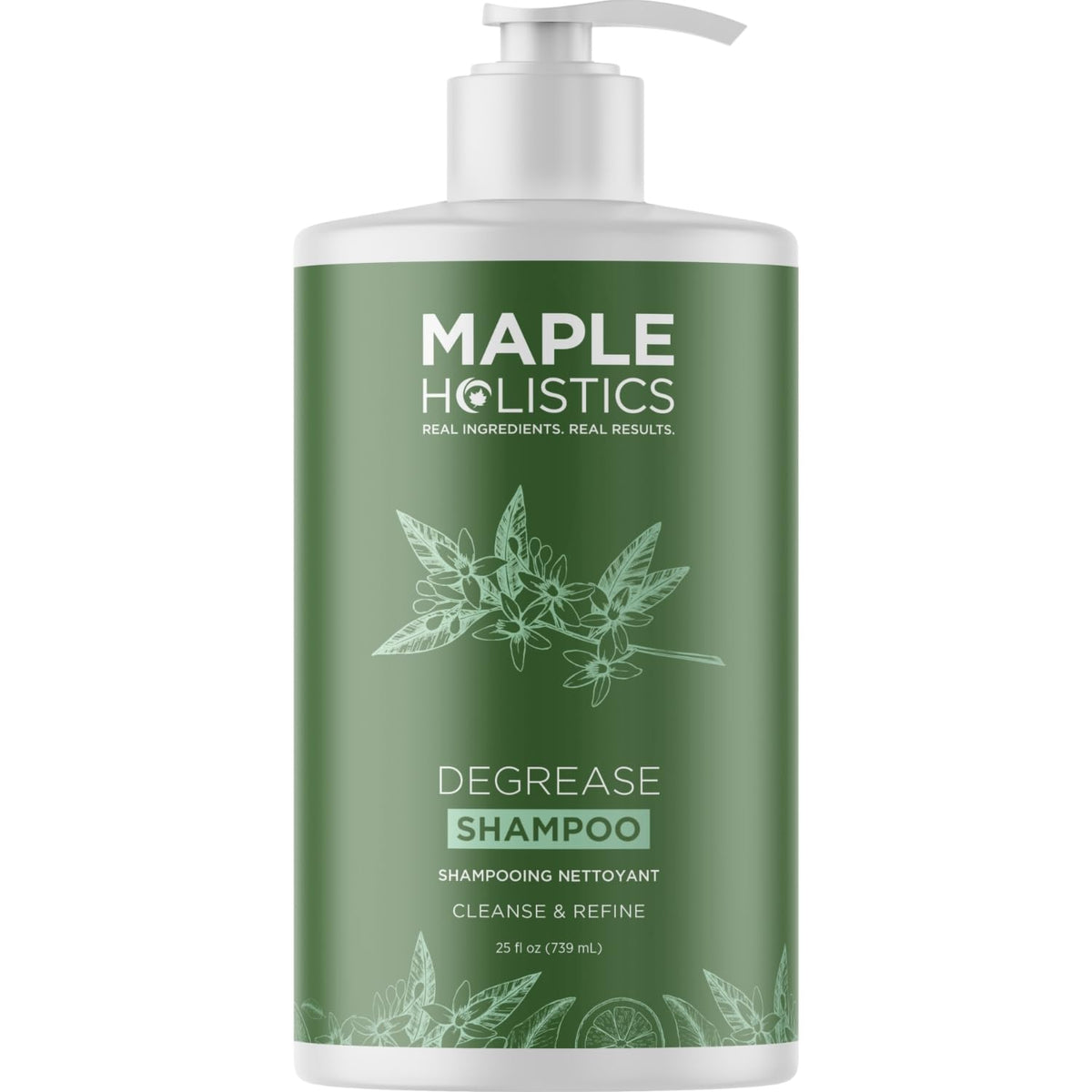 Maple Holistics front bottle view showing packaging and clarifying benefits