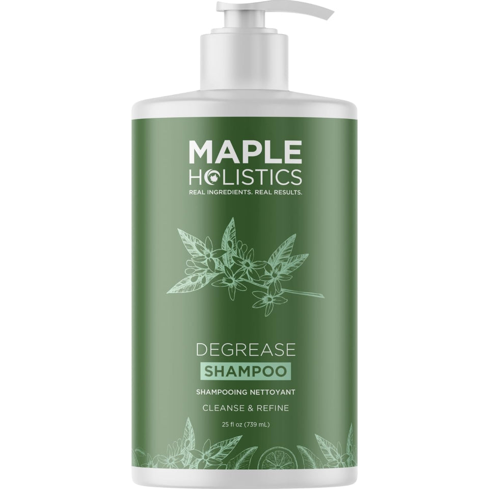 Maple Holistics front bottle view showing packaging and clarifying benefits