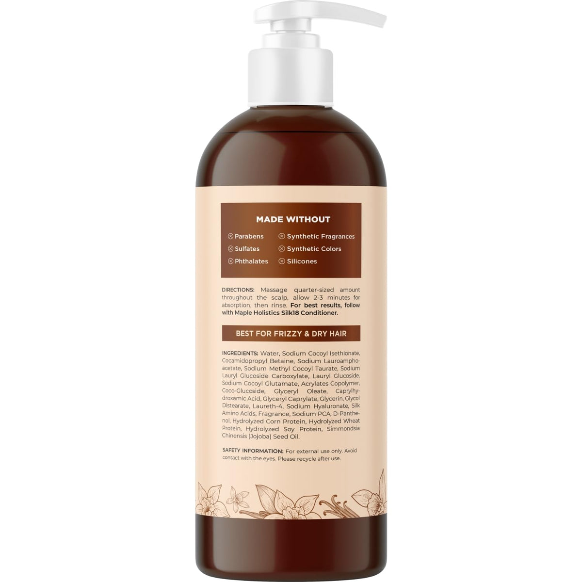 Maple Holistics close-up graphic of silk amino acids showing smoothing benefit