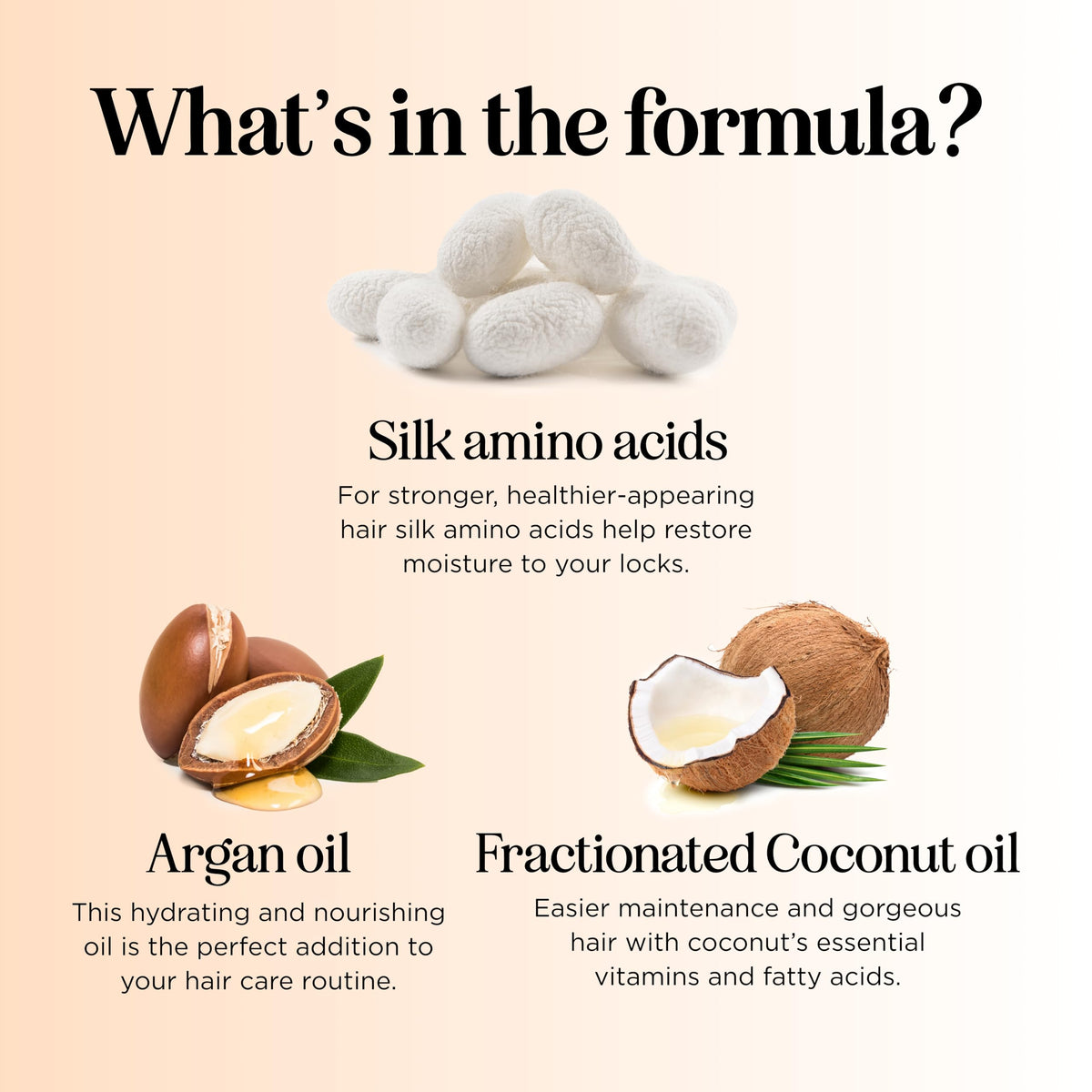 Maple Holistics label detail highlighting silk protein and No sulfates