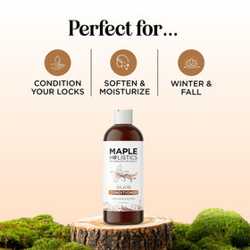 Maple Holistics creamy conditioner texture on palm for smooth detangling