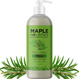 Maple Holistics front bottle showing clarifying shampoo branding and benefits