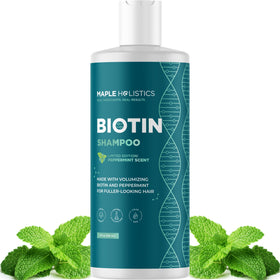 Maple Holistics front bottle shot showing product and branding benefit of volumizing