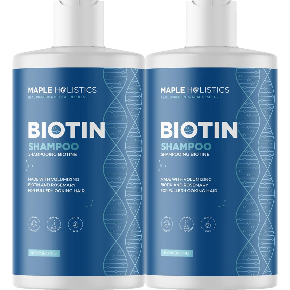 Maple Holistics front packaging showing rosemary and biotin benefits