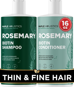 Maple Holistics front packaging showing shampoo and conditioner delivering fuller hair