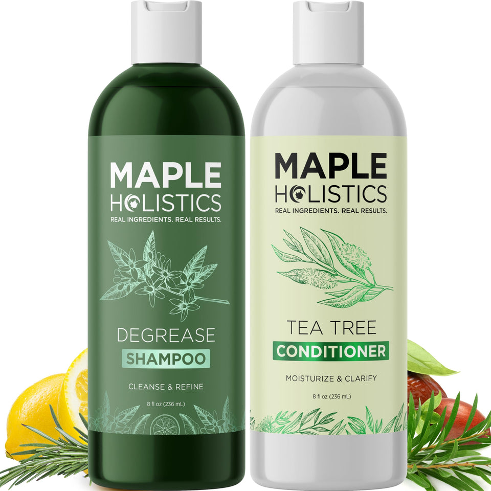 Maple Holistics front packaging showing both shampoo and conditioner benefits