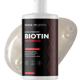 Maple Holistics front packaging showing product benefits and volumizing claim