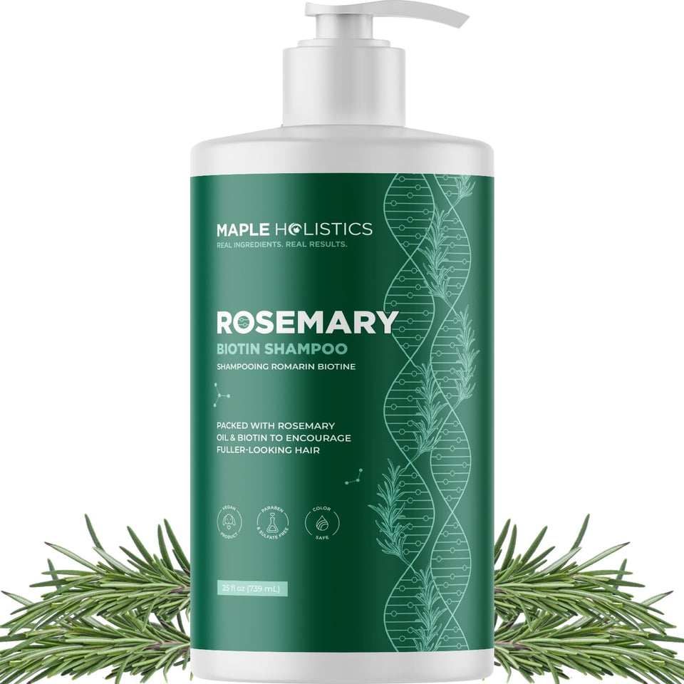 Maple Holistics front packaging showing volumizing biotin benefits