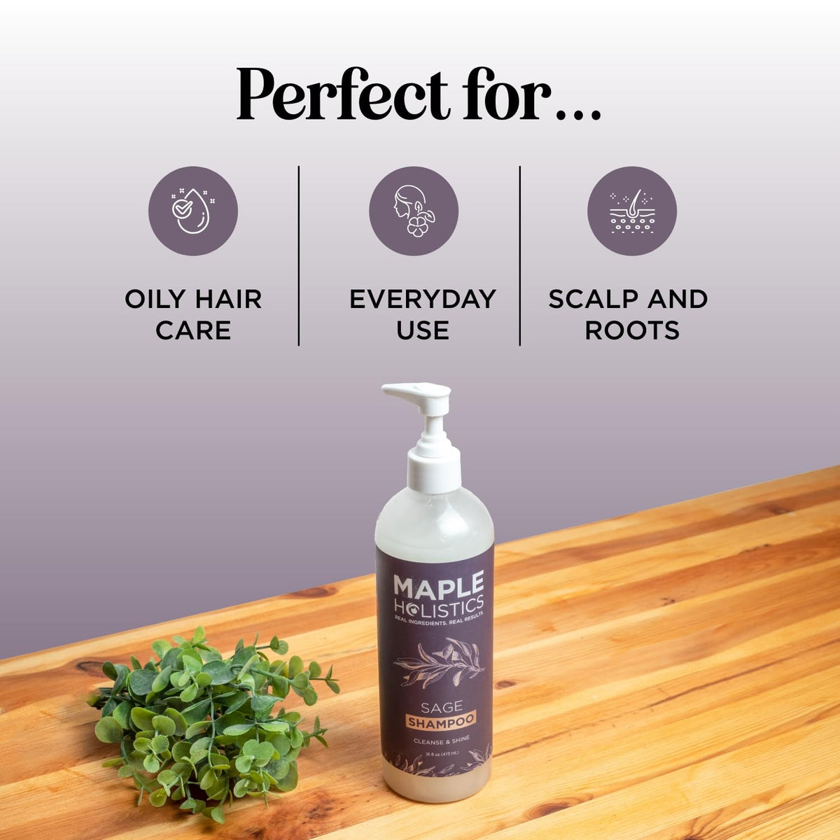 Maple Holistics before and after hair photo demonstrating reduced buildup and cleaner scalp