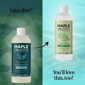 Maple Holistics before and after hair showing clearer scalp and softer strands