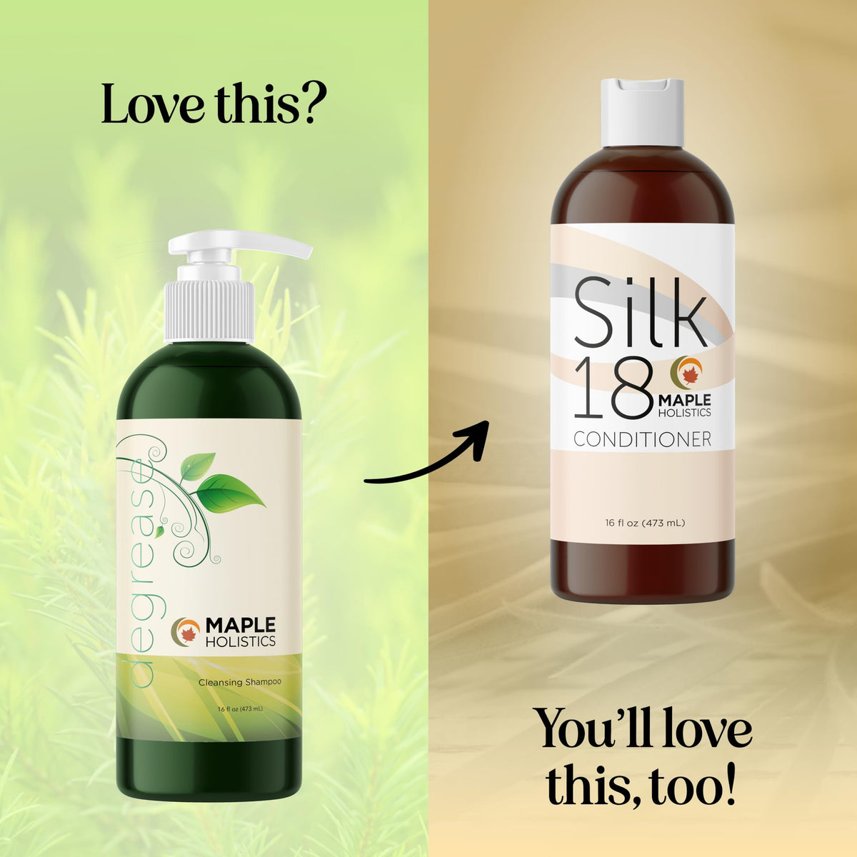 Maple Holistics before and after hair comparison showing reduced oil
