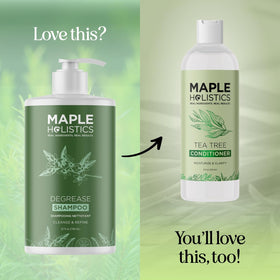 Maple Holistics in-shower application showing scalp-focused cleansing benefit