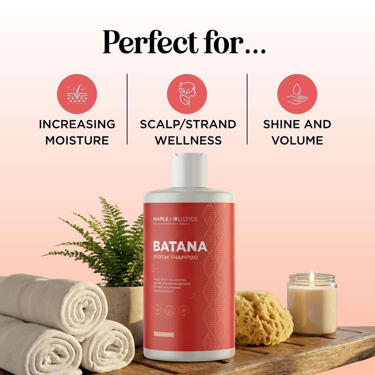 Maple Holistics in-shower application demonstrating gentle scalp massage