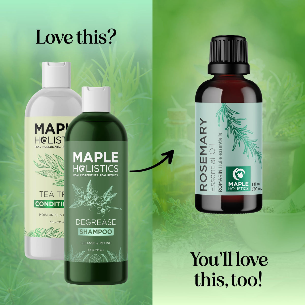 Maple Holistics in-shower scene showing cleansing routine for oily hair