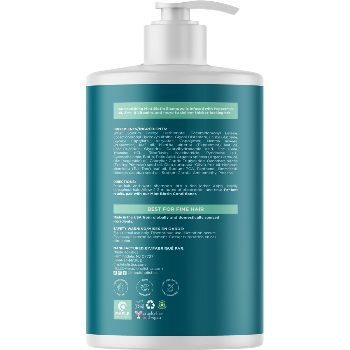 Maple Holistics shampoo in shower applied to roots for refreshed scalp
