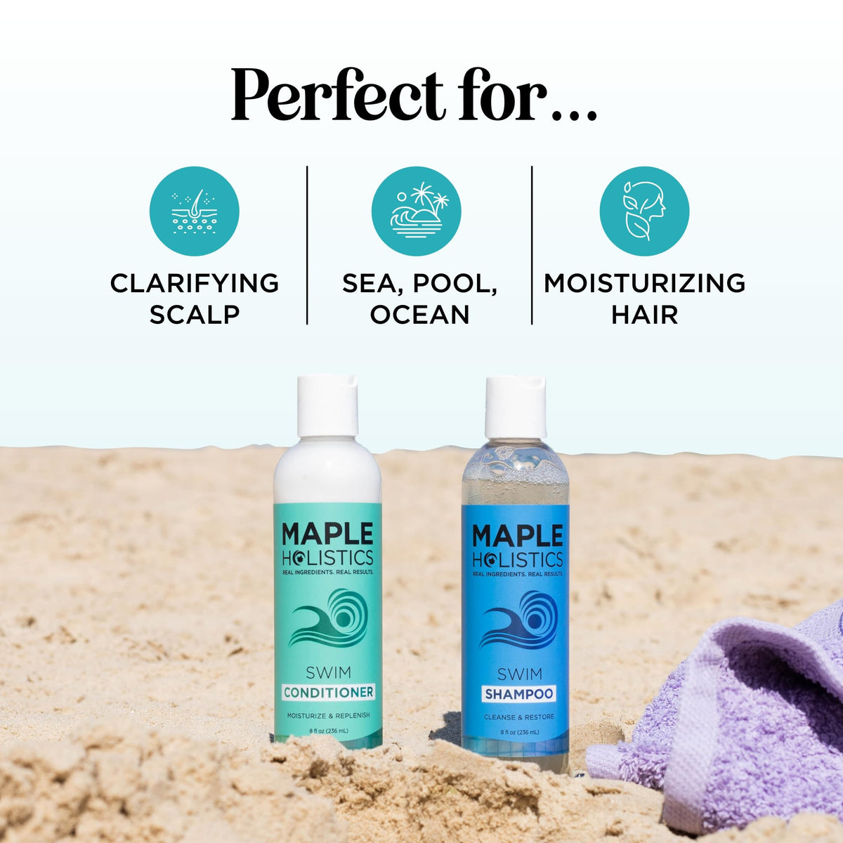 Maple Holistics in-use image of swimmer rinsing hair demonstrating post-swim care