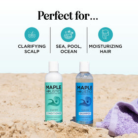 Maple Holistics in-use image of swimmer rinsing hair demonstrating post-swim care