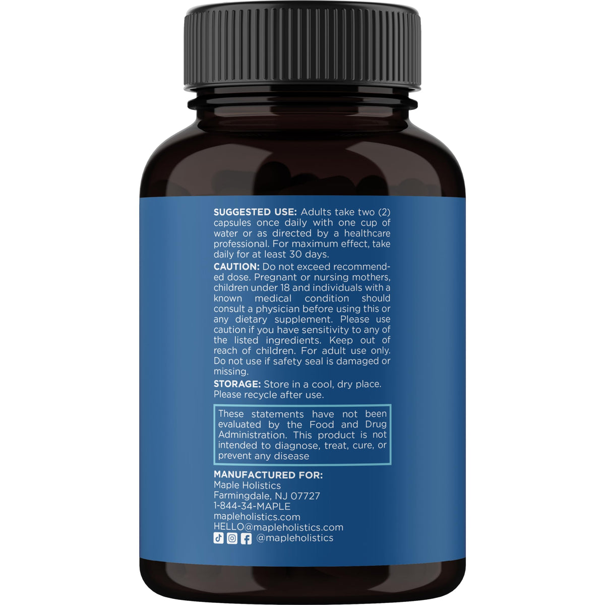 Maple Holistics ingredient layout with collagen and biotin emphasis
