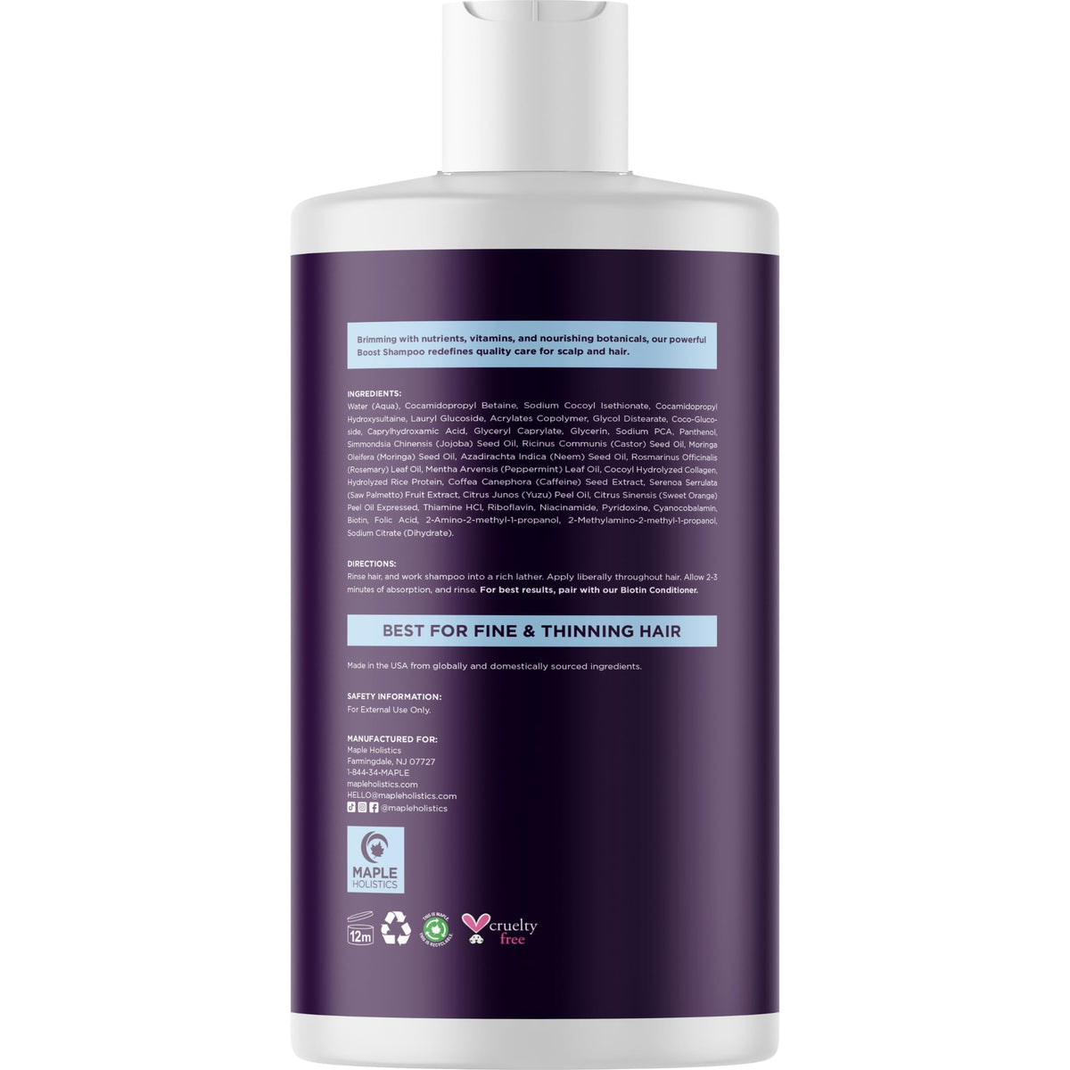 Maple Holistics rosemary and black castor oil ingredients showing botanical benefits