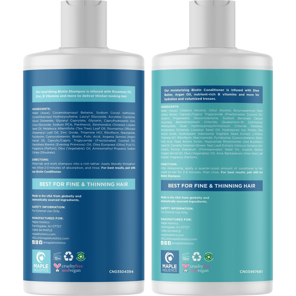 Maple Holistics rosemary leaves and biotin capsules highlighting natural nutrients