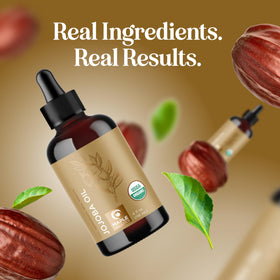 Maple Holistics jojoba oil on bathroom vanity in lifestyle scene for daily routine