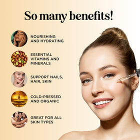 Maple Holistics jojoba oil being dispensed from open cap for precise application