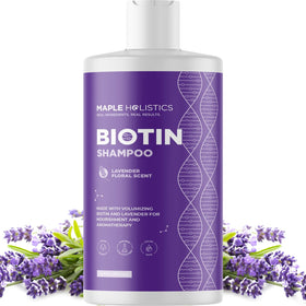 Maple Holistics front packaging showing volumizing lavender shampoo benefits