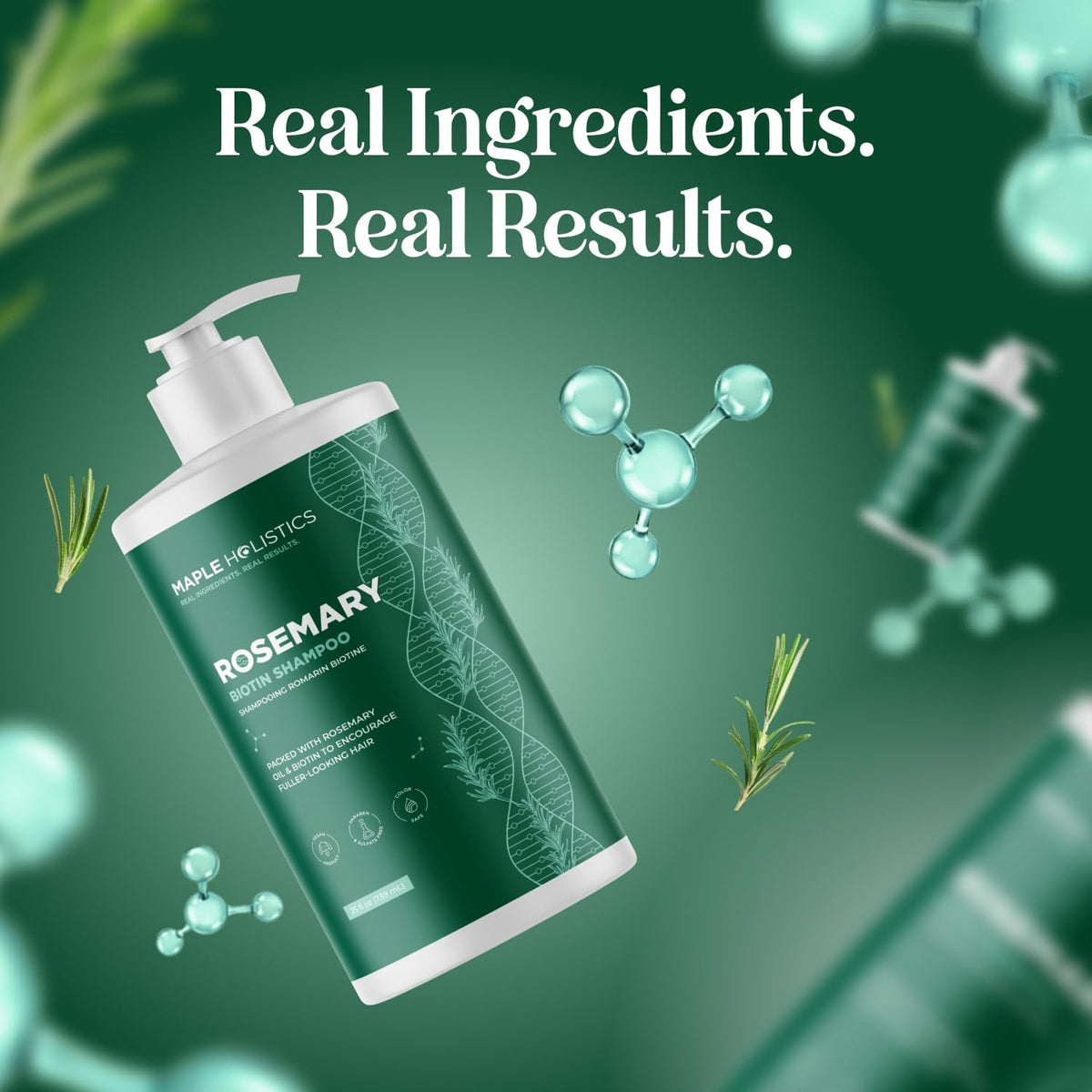 Maple Holistics bottle on bathroom shelf suggesting daily routine