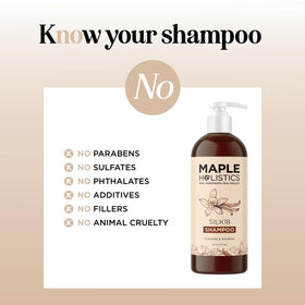 Maple Holistics shampoo on bathroom vanity suggesting salon-quality hydration