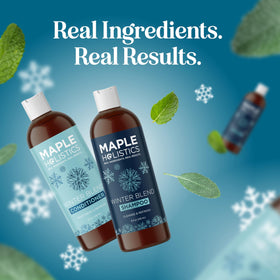 Maple Holistics in shower lifestyle image showing in-use cooling mint scent benefit