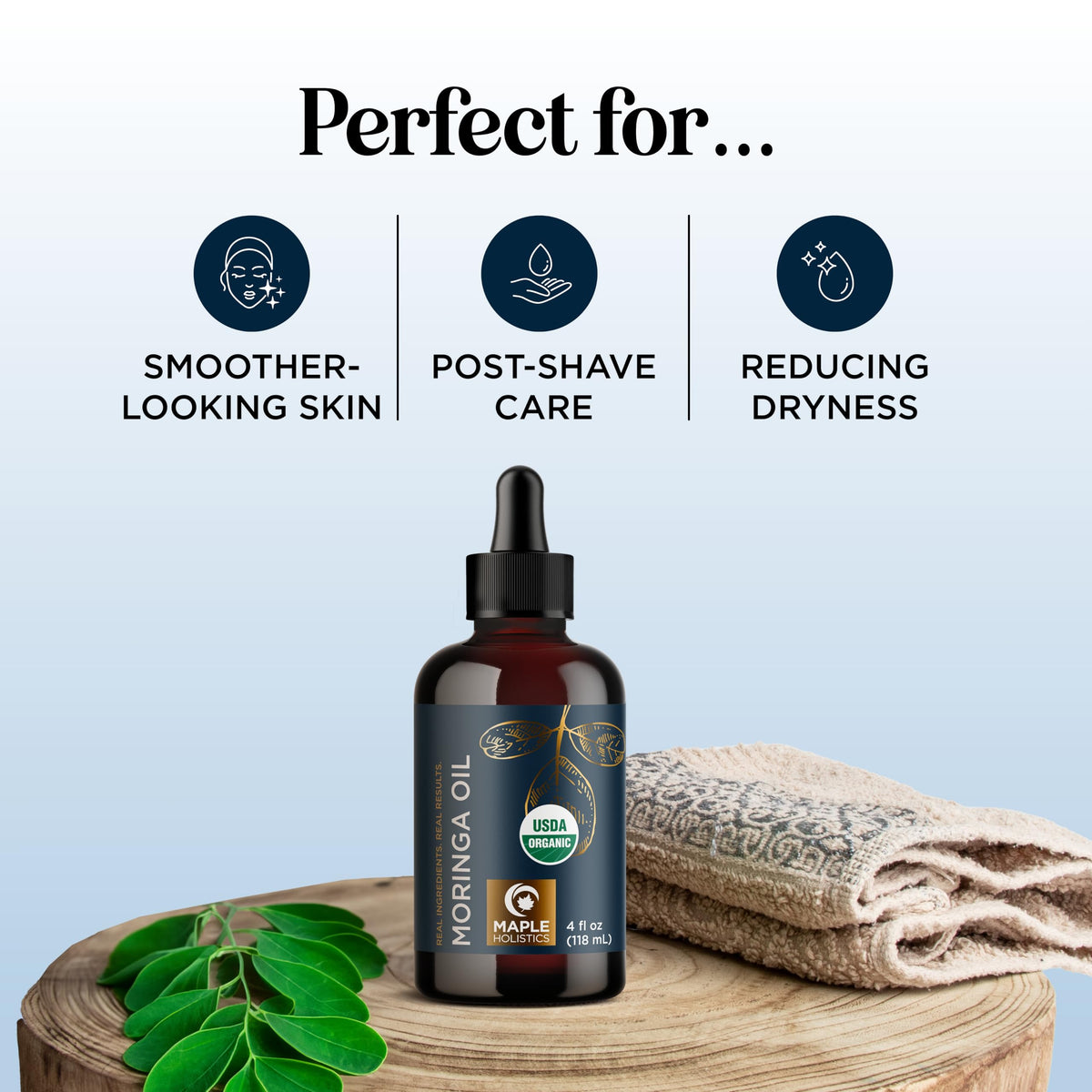 Maple Holistics moringa oil facial application at night for overnight hydration