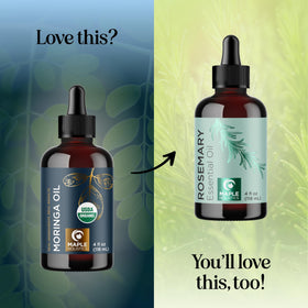 Maple Holistics moringa oil beside ruler displaying compact bottle size benefit