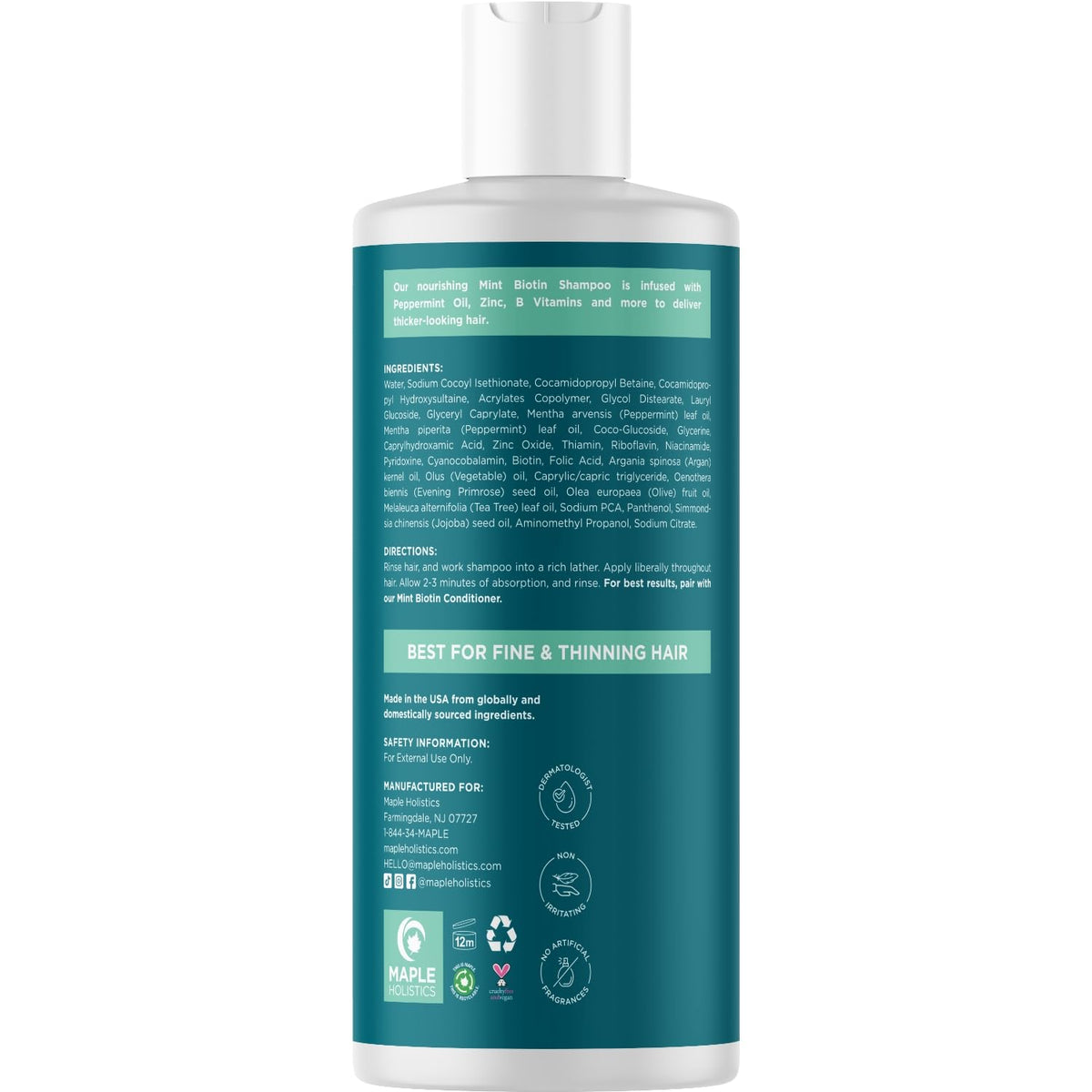 Maple Holistics pouring shampoo into palm illustrating easy-dispense and control benefit
