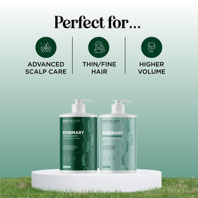 Maple Holistics duo on bathroom shelf in lifestyle scene, suggests daily routine ease