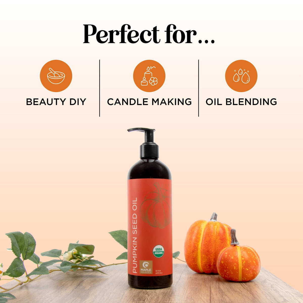 Maple Holistics pumpkin seed oil mixed with essential oils for custom DIY blends
