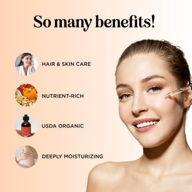 Maple Holistics pumpkin seed oil pouring to show silky texture and easy absorption