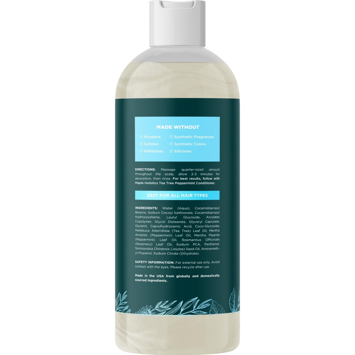 Maple Holistics shampoo lather with peppermint bubbles showing cooling sensation