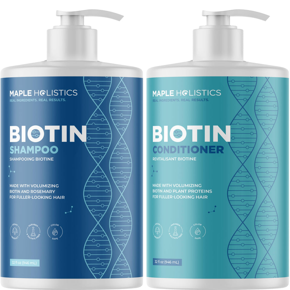 Maple Holistics front packaging showing volumizing duo and benefits