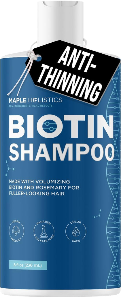 Maple Holistics front bottle showing label and vegan volumizing benefit