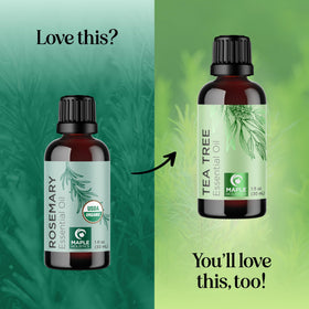 Maple Holistics rosemary oil label with USDA organic seal proving certification