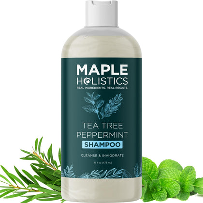 Maple Holistics front bottle showing label and product benefit of clarifying scalp