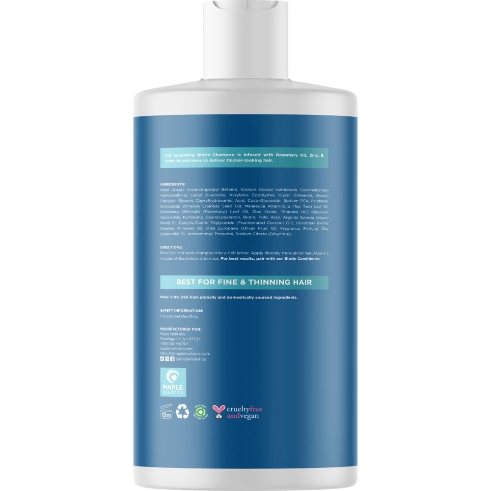 Maple Holistics shampoo on bathroom shelf in routine setting for convenience
