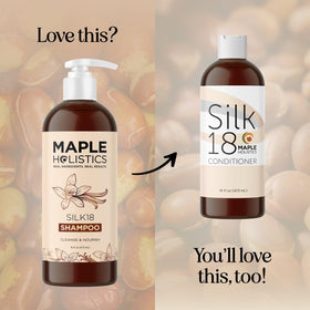 Maple Holistics bottle in hand for size comparison and travel-friendly benefit