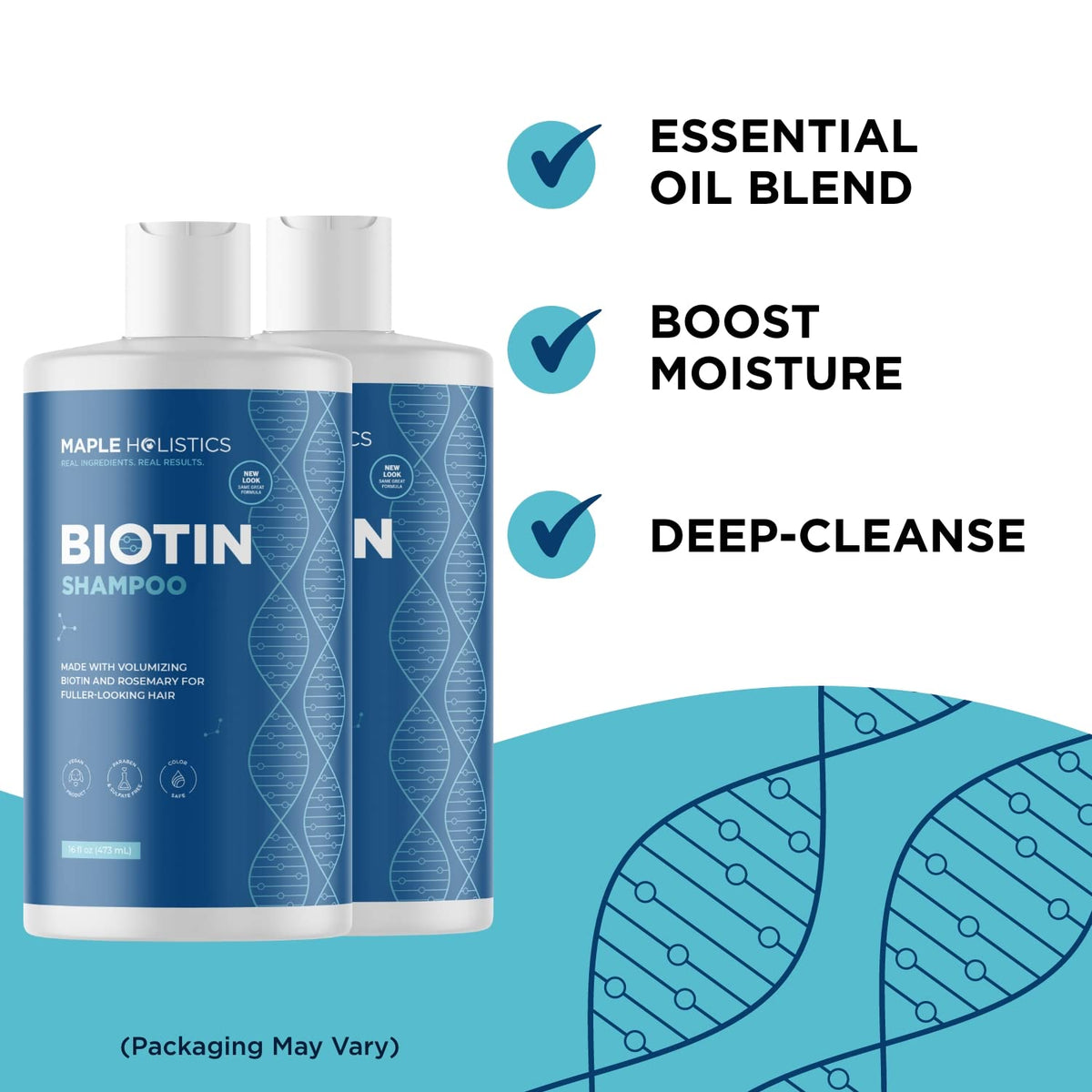 Maple Holistics shampoo in hand showing easy application and control