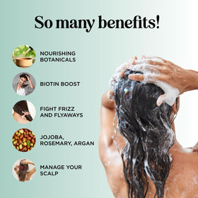 Maple Holistics shampoo lather texture in palm for gentle cleansing benefit