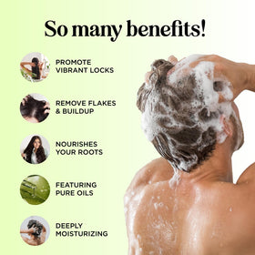 Maple Holistics shampoo texture pouring to show gentle cleansing
