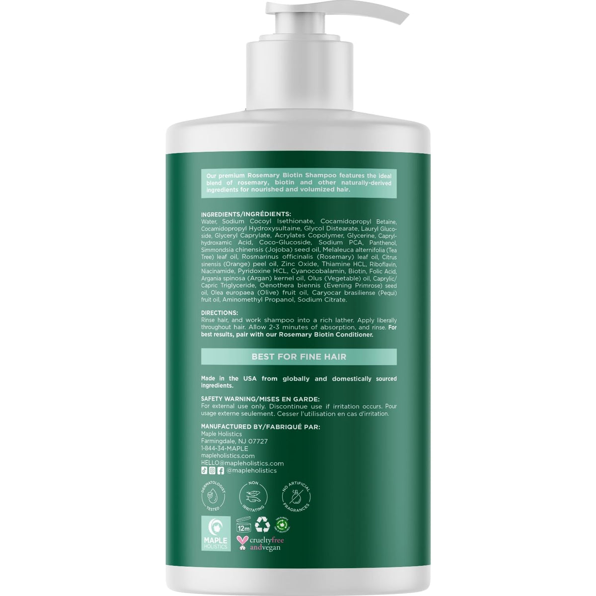 Maple Holistics shampoo with rosemary sprig suggesting botanical lift