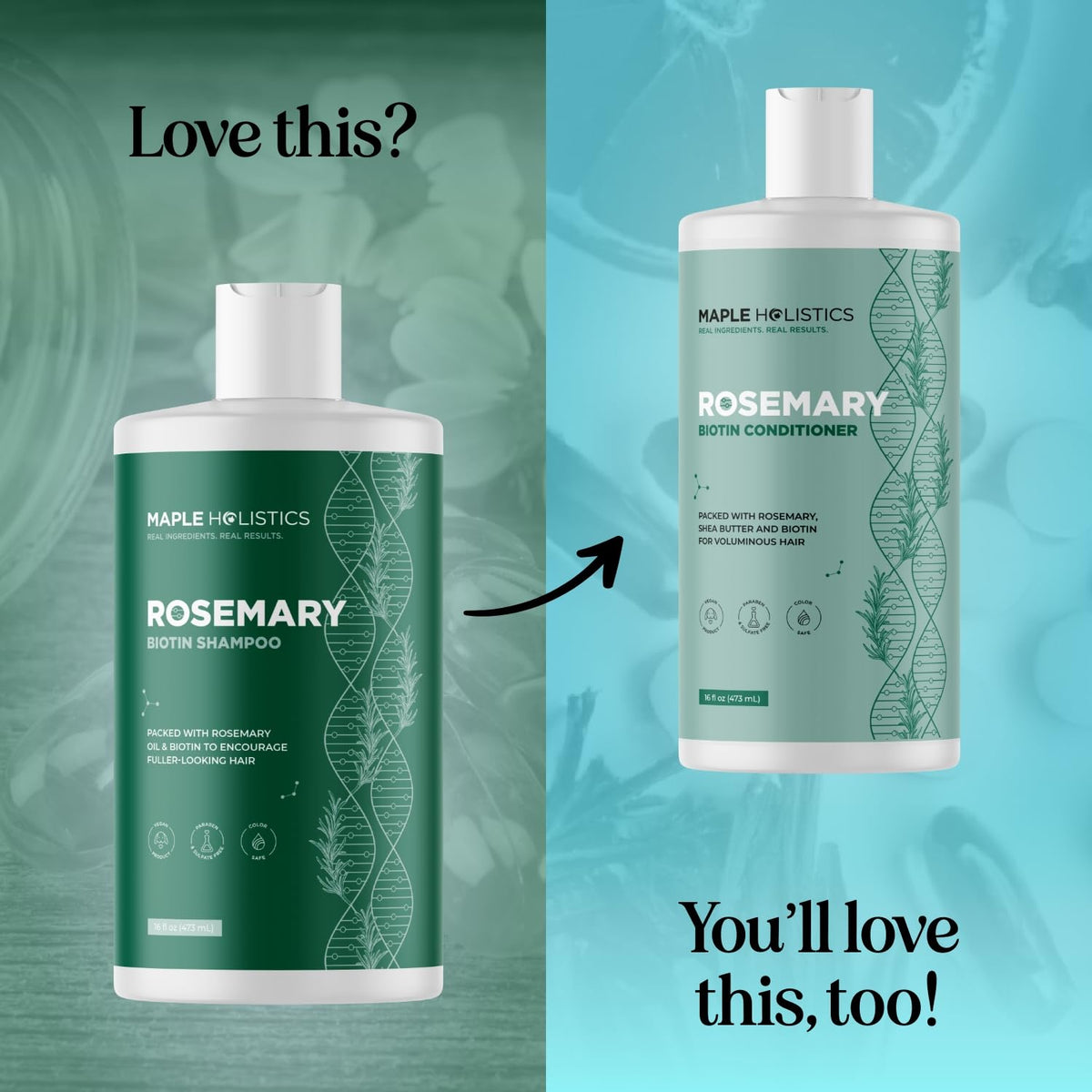 Maple Holistics shampoo paired with serum illustrating a routine