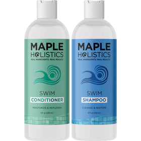 Maple Holistics bottle size comparison next to towel showing travel-friendly scale