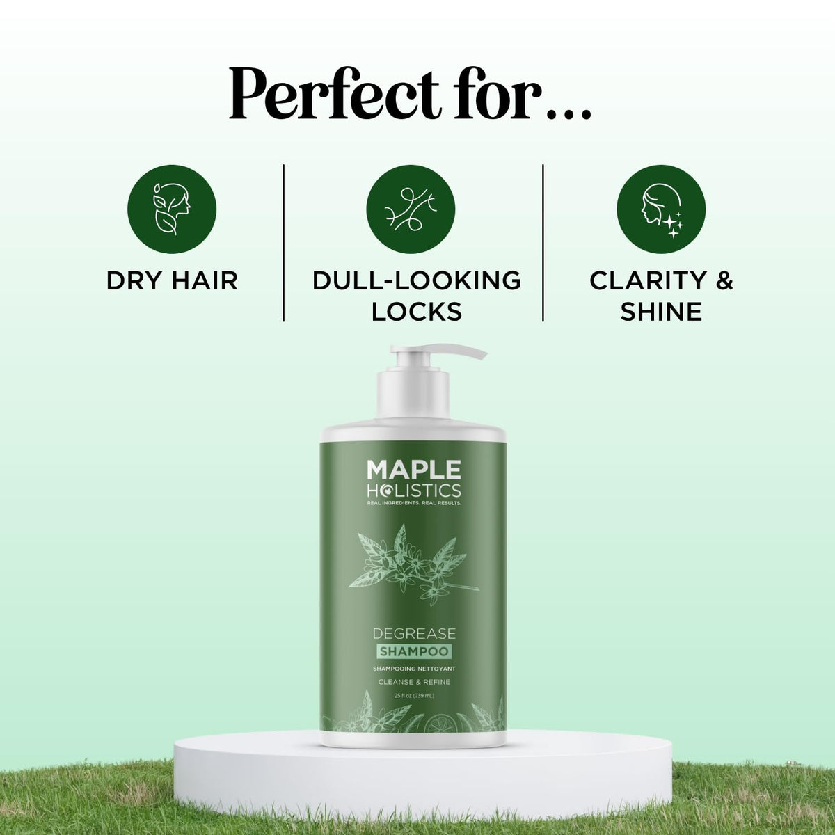 Maple Holistics bottle in hand showing 25 fl oz size for long-lasting use
